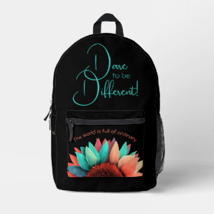 Dare to Be Different Colourful Sunflower Printed Backpack
