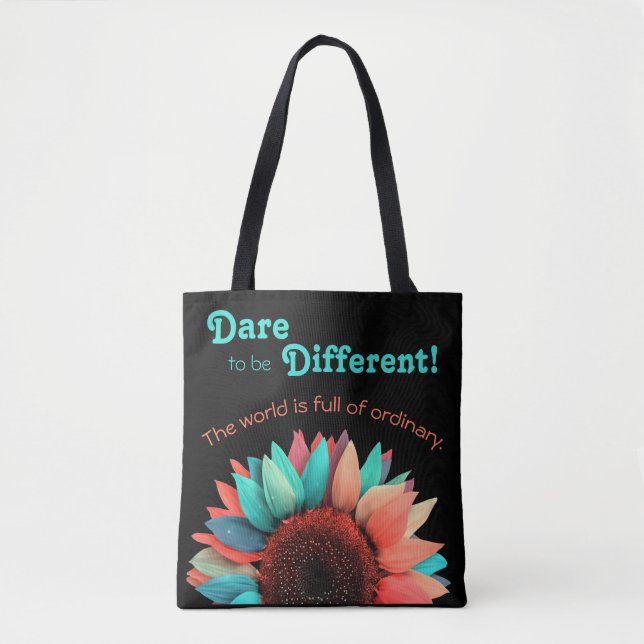 Dare to Be Different Colourful Sunflower Tote Bag (Front)