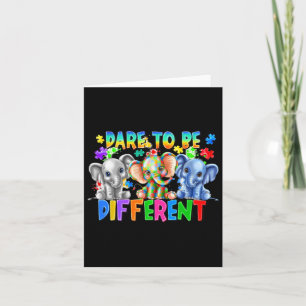 Dare To Be Different Cute Elephant Autism Awarenes Card