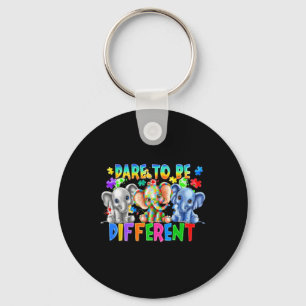 Dare To Be Different Cute Elephant Autism Awarenes Keychain