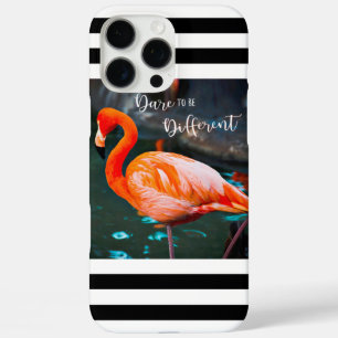 Dare To Be Different Flamingo Black White Stripes iPhone 16 Pro Max Case