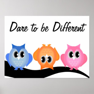 Dare to be Different Neon Hoot Owl Poster