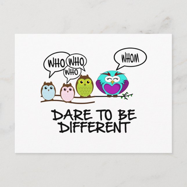 DARE TO BE DIFFERENT - OWLS POSTCARD (Front)