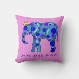 Dare to Be Unique Elephant Throw Pillow