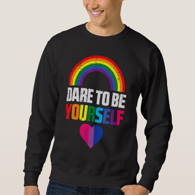 Dare To Be Yourself Bisexual Heart Cute Bi Pride F Sweatshirt (Front)