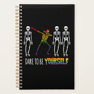 Dare To Be Yourself Halloween Dabbing Skeleton Planner