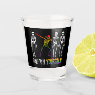 Dare To Be Yourself Halloween Dabbing Skeleton Pop Shot Glass