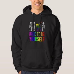 Dare To Be Yourself Lgbt Pride Skeleton Dabbing 1 Hoodie