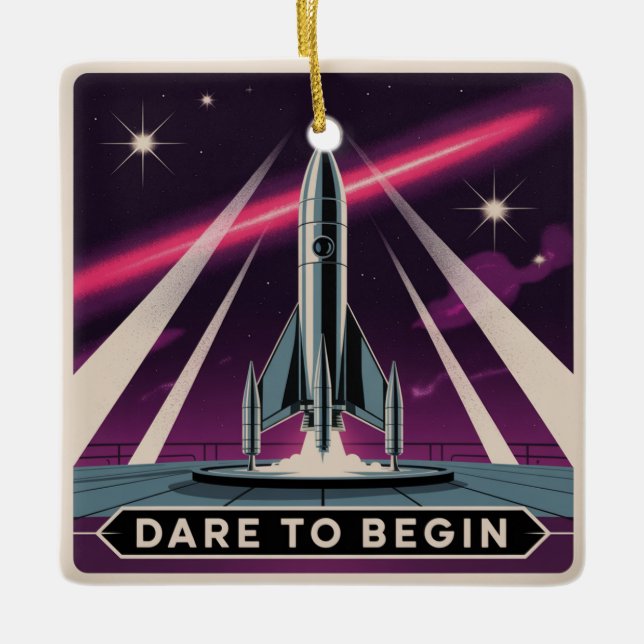 Dare To Begin Ceramic Ornament (Front)