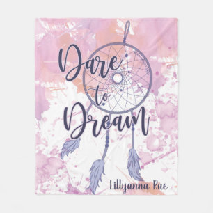 Dare to Dream Watercolor Dreamcatcher Personalized Fleece Blanket