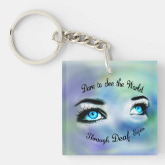 Dare to See the World...square acrylic keychain
