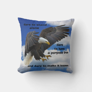 Dare to Stand Alone, American Bald Eagle Edition Throw Pillow