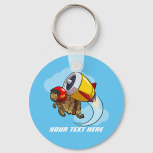 Daredevil Flying Tortoise with a Jet Pack Cartoon Keychain