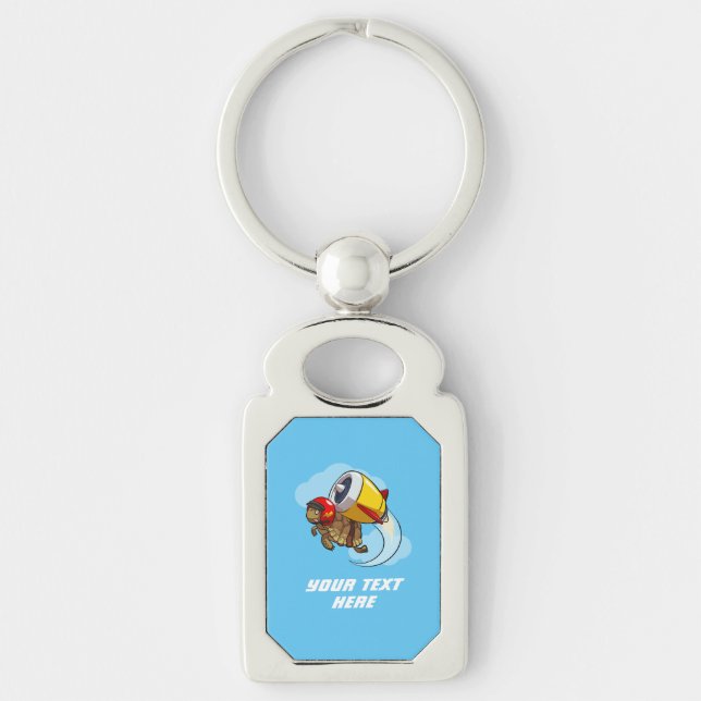 Daredevil Flying Tortoise with a Jet Pack Cartoon Keychain (Front)