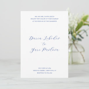 Daria Cobalt Blue Modern Wedding Invitation