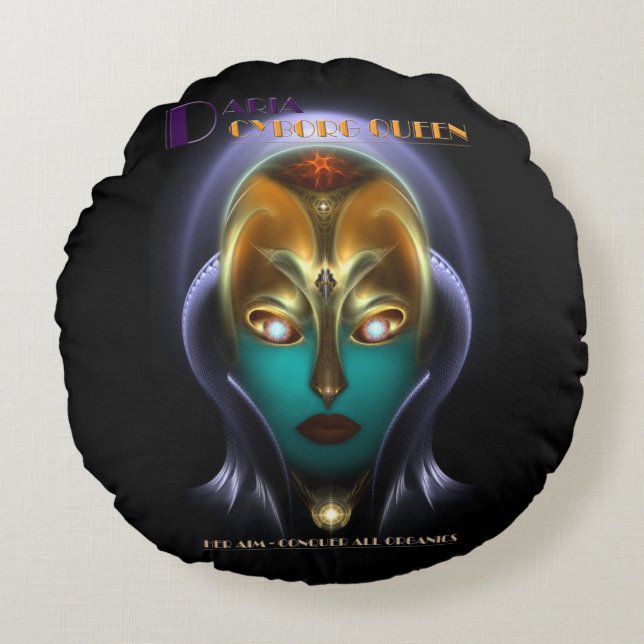 Daria Cyborg Queen Round Throw Pillow (Front)