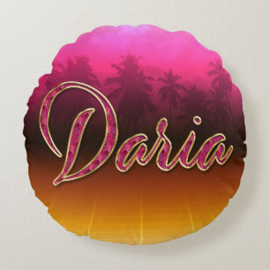 Daria Vorname Name golden pink Kissen Round Pillow