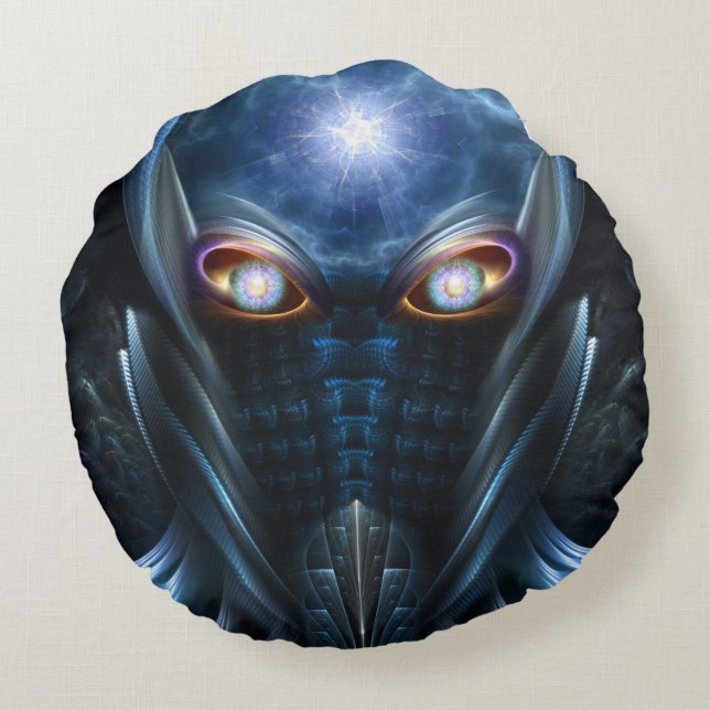 Darian Warrior Round Throw Pillow (Back)