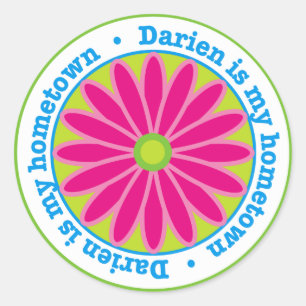 Darien Hometown Flower Sticker