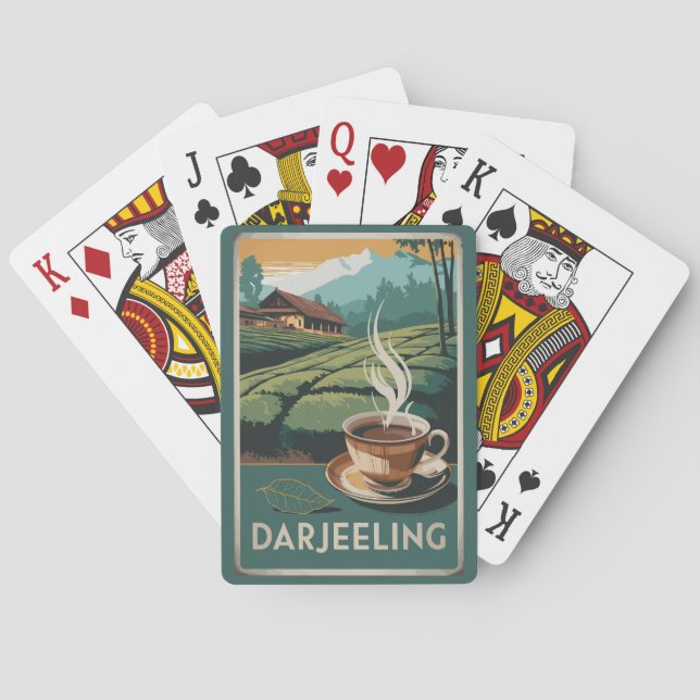 Darjeeling India Tea Travel Art Vintage Playing Cards (Back)