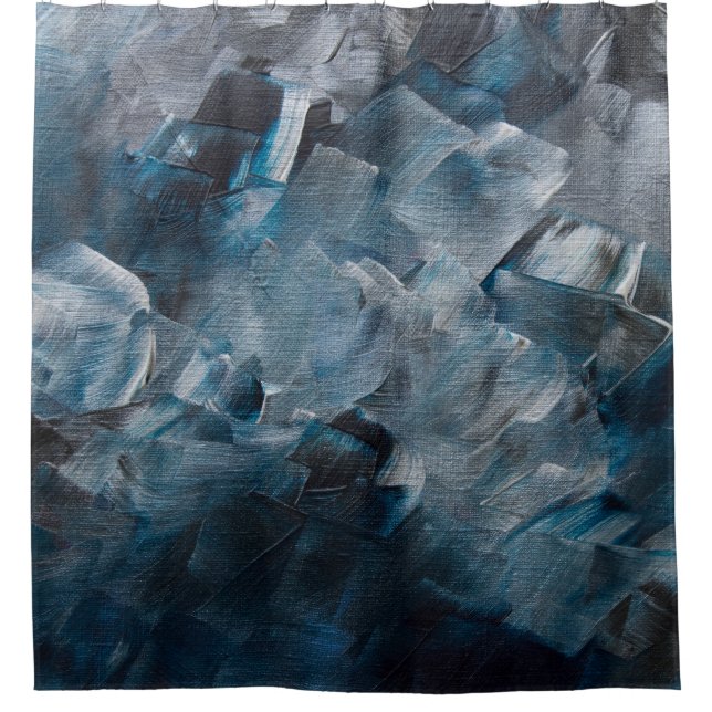 Dark Abstract Brushstrokes in Blue and Grey Tones (Front)