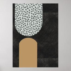 Dark Abstract Lime Wash Gold Accent  Poster
