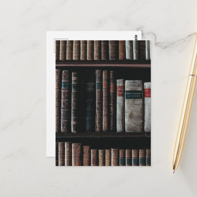 Dark Academia Aesthetic bookshelf Postcard (Front/Back In Situ)