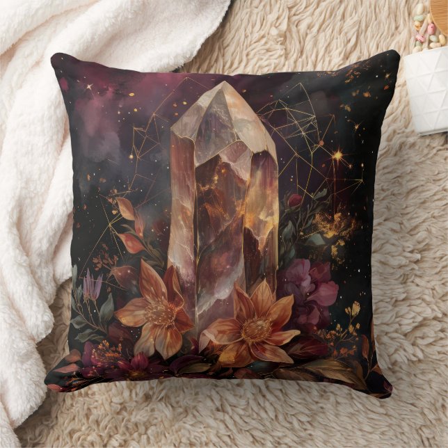 Dark Academia Amethyst Celestial Design Throw Pillow (Blanket)