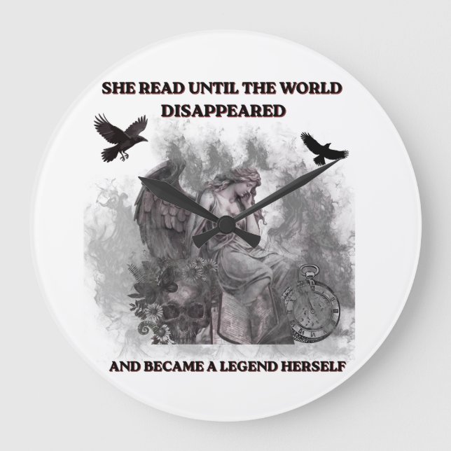 Dark Academia Angel Gothic Reading Quote Poster Large Clock (Front)