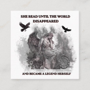 Dark Academia Angel Gothic Reading Quote Poster Square Business Card
