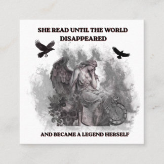 Dark Academia Angel Gothic Reading Quote Poster Square Business Card