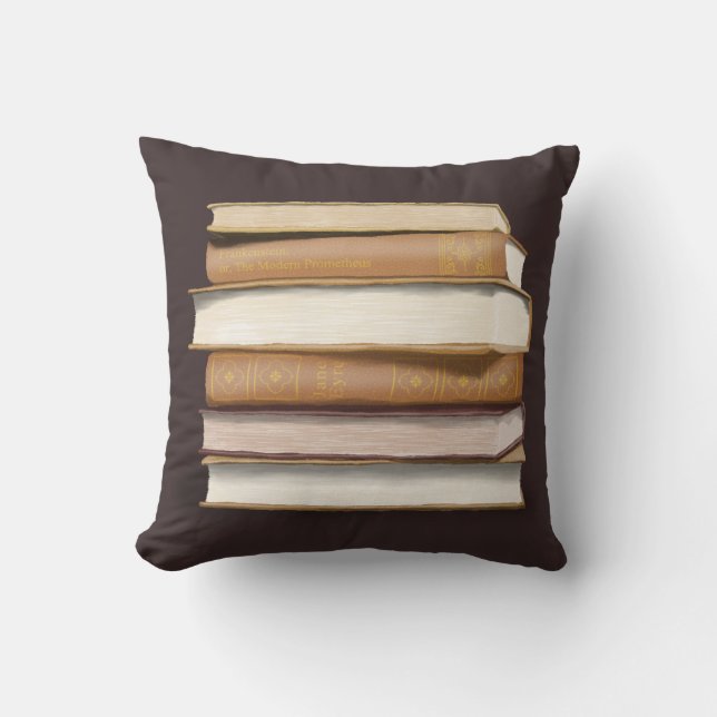 Dark Academia Antique Books Throw Pillow (Front)