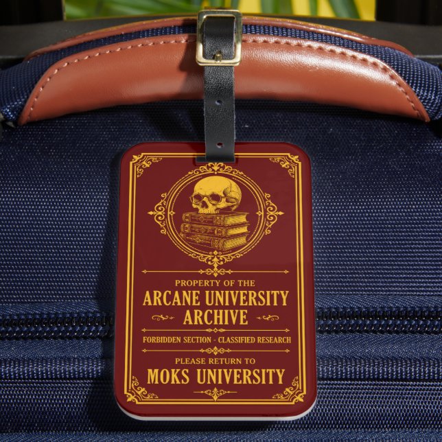 Dark Academia Arcane University Luggage Tag (Front Insitu 2)