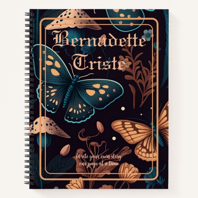 Dark Academia Butterfly Aesthetic Name Sentiment  Notebook (Front)