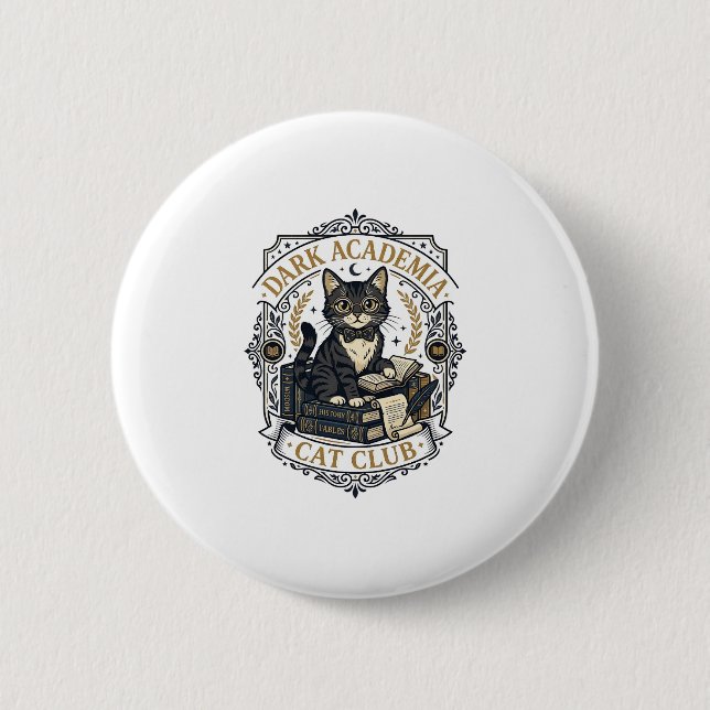 Dark Academia Cat Cat Dad Gift Idea - Dark Academi 2 Inch Round Button (Front)