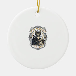 Dark Academia Cat Cat Dad Gift Idea - Dark Academi Ceramic Ornament