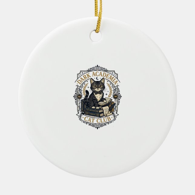 Dark Academia Cat Cat Dad Gift Idea - Dark Academi Ceramic Ornament (Front)