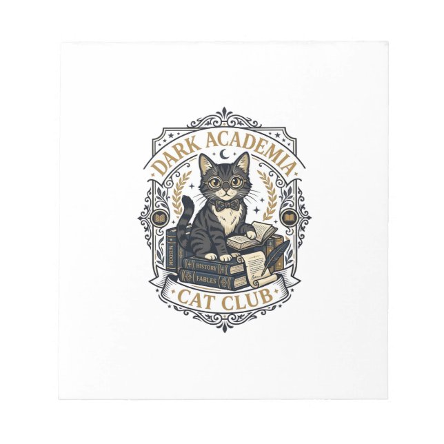 Dark Academia Cat Cat Dad Gift Idea - Dark Academi Notepad (Front)