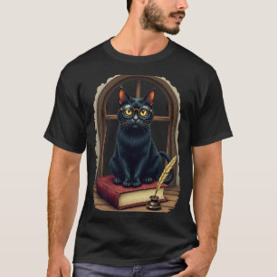 Dark Academia Cat Reader Glasses Quill Library Got T-Shirt