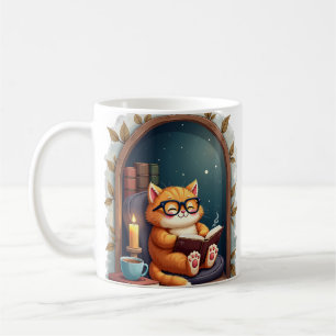 Dark Academia Cat Reading Nook Vintage Books Coffe Coffee Mug