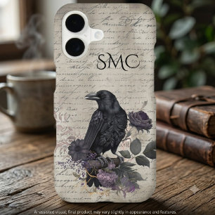 Dark Academia Charcoal Gothic Raven Monogram