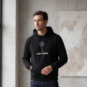 Dark Academia Compass Lost Found Black Streetwear Hoodie