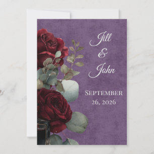 Dark Academia Crimson Noir Wedding Invitation