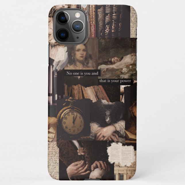 Dark Academia Dark Brown Aesthetic Collage iPhone Case (Back)