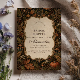 Dark Academia Enchanted Autumn Bridal Shower Invitation