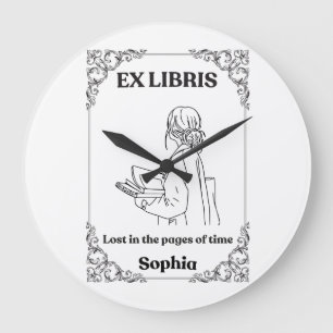 Dark Academia Ex Libris Personalized Reading Journ Large Clock