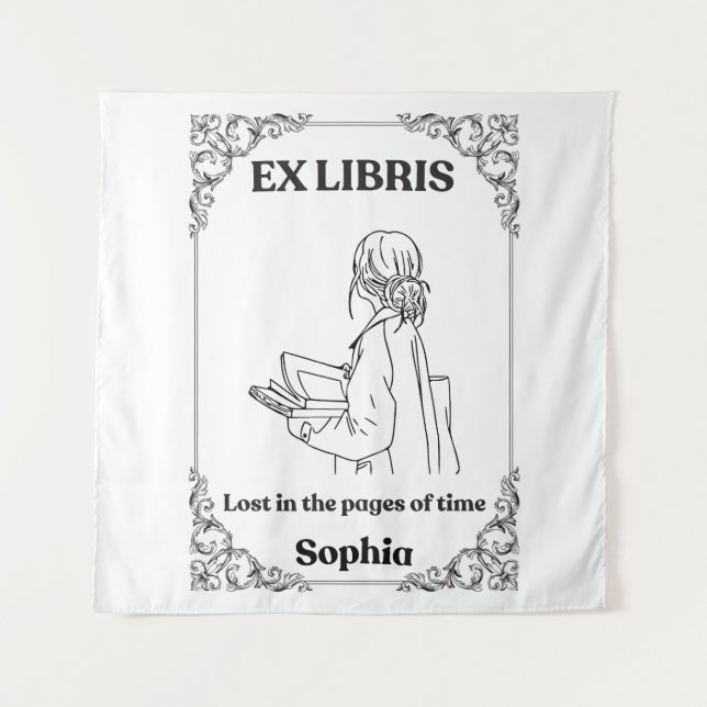 Dark Academia Ex Libris Personalized Reading Journ Tapestry (Front)