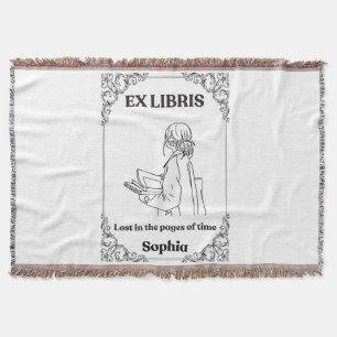Dark Academia Ex Libris Personalized Reading Journ Throw Blanket