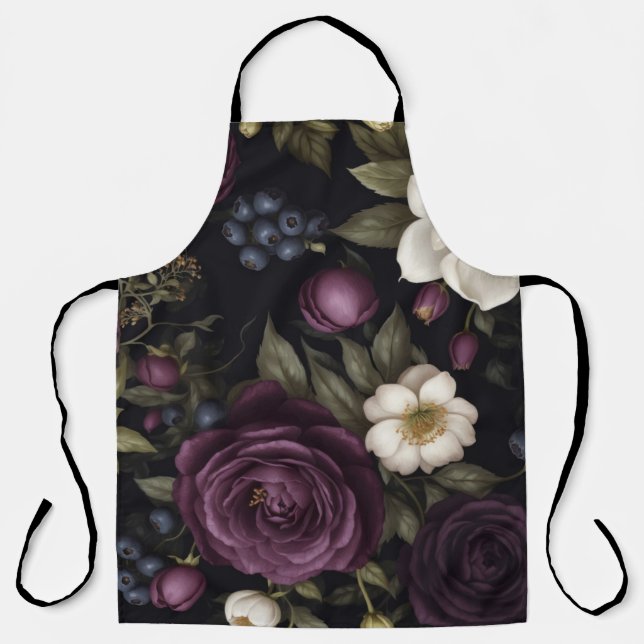 Dark Academia Floral Design Apron (Front)