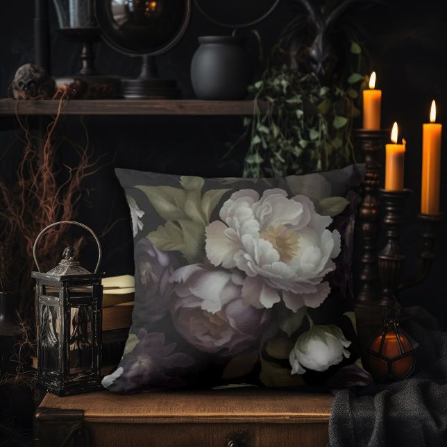 Dark Academia Floral Design Throw Pillow (Creator Uploaded)